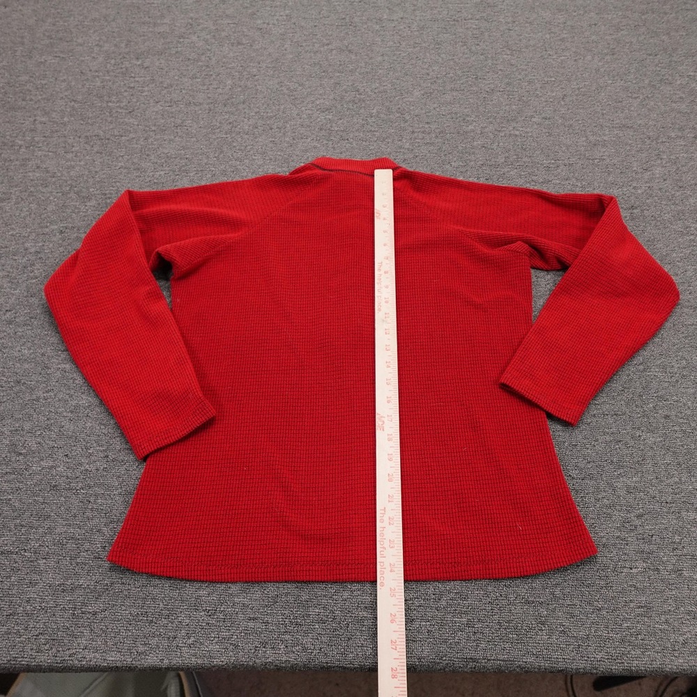Melanzana Pullover Womens Medium Red Grid Fleece 1/4 Zip Mock Neck Thermal Top - Picture 6 of 7